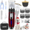 Gooad Dog Clippers Grooming Kit and Paw Trimmer,Cordless,Low Noise, Electric Quiet,Rechargeable, Dog Trimmer Grooming, Pet Hair Clippers for Thick Coats,Shaver for Small and Large Dogs Cats(Red