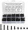 FandWay 480Pcs Self Tapping Screws Black,M3 Small Wood Screws Kit,Round Head Self Drilling Screw,Pan Head Sheet Metal Screw Phillips/Cross Drive for DIY WoodWork Repairs.