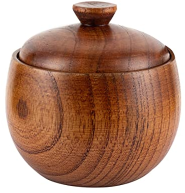 FYBlossom Holz Zuckerdose Gewürzdose Salzdose, Natur Massivem Holz Gewürzhalter Gewürzbox Mit Holzdeckel Und Löffel, Gewürz Topf Vorratsdose Zucker Schüssel Für Zucker/Kaffee/Salz/Gewürze/Pfeffer