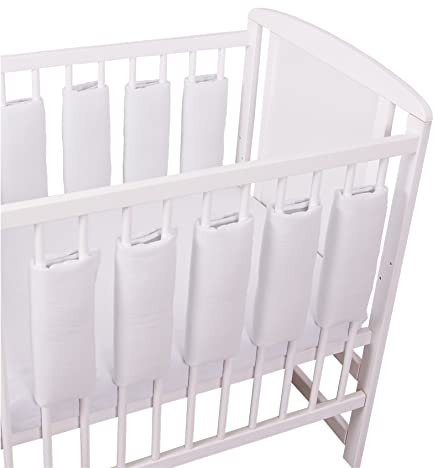 Bello24 - Universeller Babybett Gitterschutz mit Klettverschluss aus 100% Baumwolle 38x30cm (Weiß, 9)