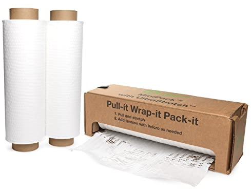 IDL Packaging Honeycomb Packpapier-Set, Weiß – 38,7 cm x 96,2 m HexcelWrap Kraftpapierrolle in Selbstspenderbox + 2 Nachfüllrollen – schützendes Verpackungspapier für Versand und Umzug