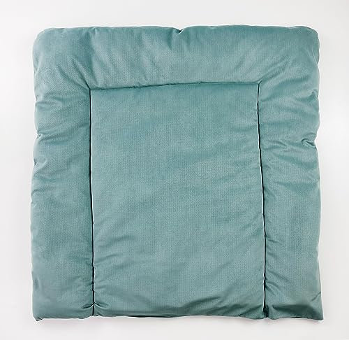 BABEES Wickelauflage Wickelunterlage 75x75 cm 100% Baumwolle Mädchen Junge Baby Kinder zweiseitig (VELVET SALBEI)