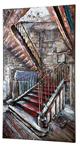 GILDE Wandbild Treppe Gallery - Handarbeit Kunstobjekt aus Metall - Farbe: mehrfarbig - Höhe 120 cm breite 70 cm