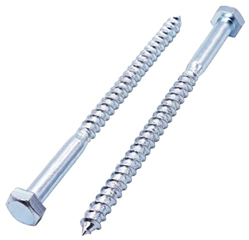 SKIR'CO (10 piezas) Tornillos de madera DIN 571 de acero galvanizado con cabeza hexagonal M8 x 130 mm, tornillos de coach, tornillos hexagonales, tornillos de retardo