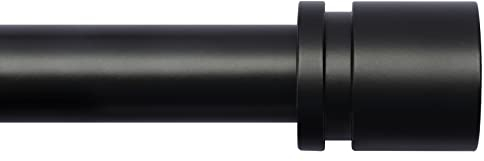 Byondeth Gardinenstangen für Fenster 40,6 bis 224,4 cm Länge verstellbar 2,5 cm Durchmesser Fenster Gardinenstange mit Aluminium-Endstücken, Schwarz