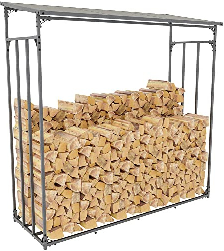 CLP Kaminholzunterstand Ruston Aluminium I Kaminholzregal Anthrazit I Holzlager Aus Aluminium I Feuerholzregal Für Außen, Größe:XXL
