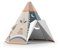 FOLDZILLA Spielhaus XXL 1,32 x 1,22 x 1,55 m aus Pappe Pappspielhaus Karton Haus - Tipi Ethno Muster Blau