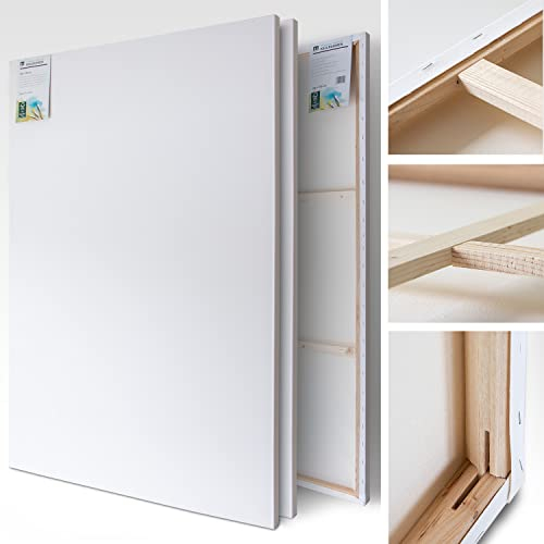 M MERCEO 2 Stück XXL Leinwand zum Bemalen - 100 cm x 150 cm - Leinwand Set für Malerei - große leere Leinwandpaneele für Künstler - Leinen-Rahmen 100% Baumwolle 380 g/m² 2-fach weiß grundiert