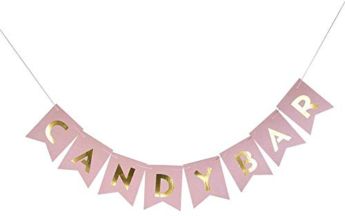 Candy Bar Glitter Brief Flagge Girlande Bunting Banner hängende Dekoration für Hochzeit Birthday Party Supplies Pink langlebig und nützlich Définitions et spécialités