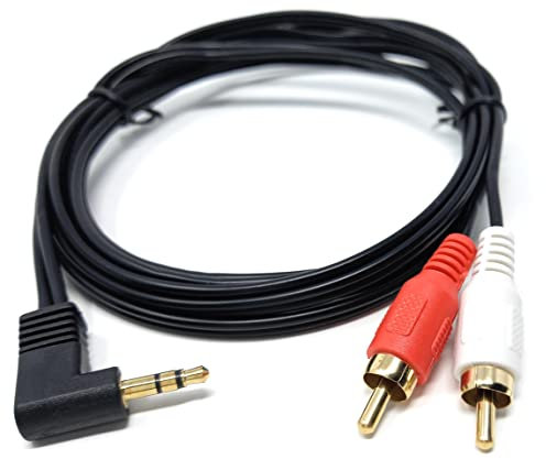 DRUT 2m 3.5mm to RCA Jack Right Angled AUX Stereo Audio Cable Gold Plated Connectors 6.5ft