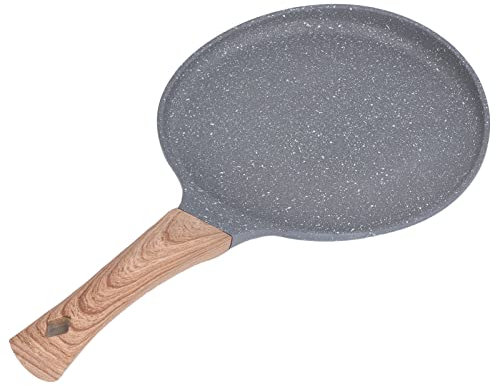 Nonstick Frying Pan, 9 in Aluminum Alloy Fried Egg Pan Flat Bottomed Pancake Pans with Removable Handle for Making Crepes, Pancakes, Rice Balls, Fried Eggs