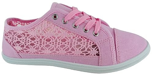 Ladies Plimsoles Beach Canvas Womens Sneakers Pumps Summer Trainers Pink