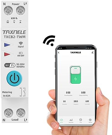 TUYA WIFI Interruttore intelligente Misuratore di potenza KWh 1P 230V 63A Voltmetro Amperometro Rail DIN Smart Life Telecomando Wireless Interruttore Timer Controllo vocale (10A)