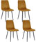 Esszimmerstühle 4er Set Ockergelb – Samt Gepolstert mit Rautensteppung – Metallbeine Schwarz – Inkl. Handwischmopp Geschenk – Modern & Bequem für Küche & Wohnzimmer