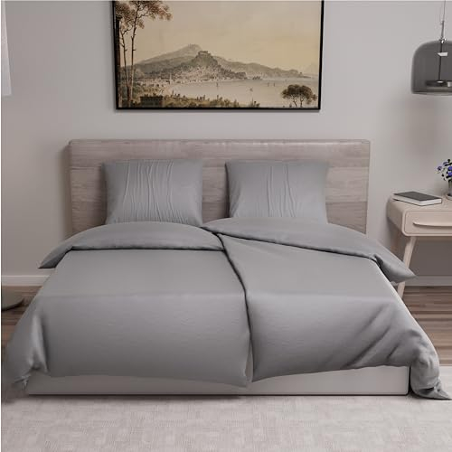 Dreamzie - Bettwäsche 135x200 cm 4teilig mit Kissenbezügen 80x80 cm Anthrazit - Bettbezug 135x200 Einzelbett aus 100% Mikrofaser - Zertifiziert ohne Chemikalien (Oeko TEX)