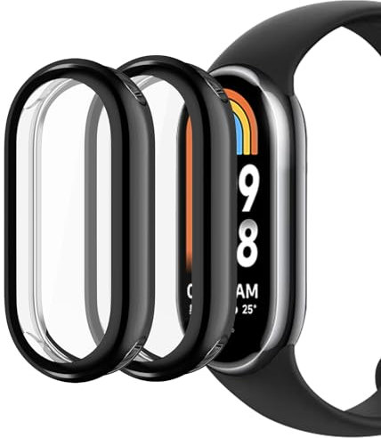 sciuU Cover Protettiva compatibile con Xiaomi Smart Band 8, [Set di 2]Custodia con Protezione di Schermo in TPU, Morbida Copertura per Mi Band8 - Nero * 2