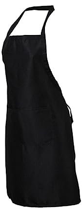 BESTonZON Neck Strap Bib Apron Waterproof 2 Pockets 60x70cm Black Halter-neck Style for Kitchen Cafe Hotel Use