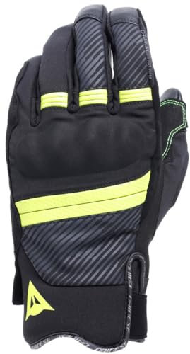 Dainese - Fulmine D-Dry® Gloves, Winter Motorradhandschuhe, Knöchelschützer, Handschuhe mit thermischer Polsterung, Touchscreen, Mann, Schwarz/Fluo Gelb/Eisengrau, XL