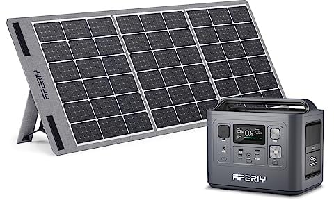 AFERIY P010 800 W Solargenerator mit 100 W Solarpanel, 512 Wh LiFePO4-Akku | 1,5 Std. Schnellladung, Tragbare Powerstation mit USV < 10 ms, 8 Ausgängen, BMS, für Camping, Wohnmobil & Notstrom