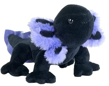 Wild Republic Pocketkins Eco Axolotl Schwarz, Plüschtier, 12 cm, Plüschspielzeug, Hergestellt aus recycelten Materialien