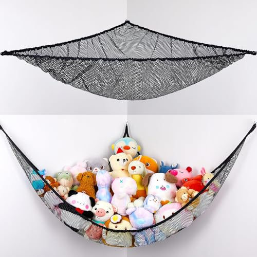 Unicorn Castle Hammock for Soft Toys, Stuffed Animals for Kids Hammock Toy Storage Net for Bedroom Nursery Decor,Black,1Pcs