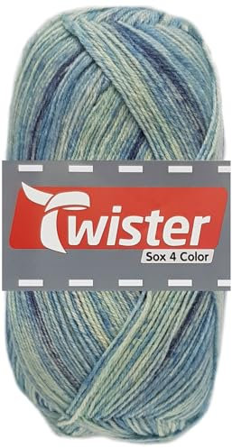 100 Gramm Twister Sox 4 Color Sockenwolle Superwash (154 Fjord Multicolor)