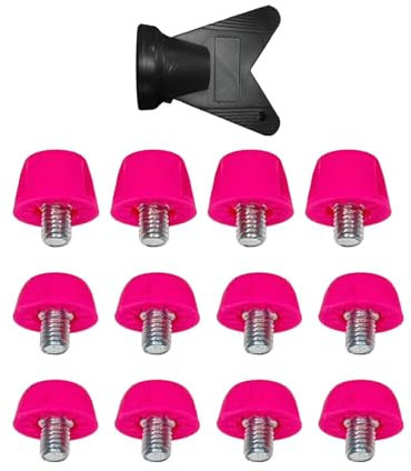 Perfeclan 12x Zubehör für Laufschuhe, Rugby-Stollen, stabile, rutschfeste M5-Fußballschuh-Stollen, Fußball-Stollen für Wettkampf-Sportschuhe, Pink Rot