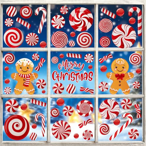 YIHELU Fensterbilder Weihnachten Weihnachtsdeko Fenster Sticker Weihnachten Fensteraufkleber Winter Schneeflocken Deko Abnehmbare Fensterdeko Statisch PVC Aufkleber (Ff)