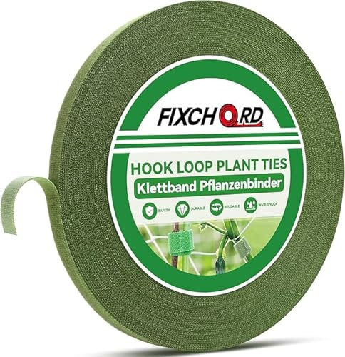 FIXCHORD Nastro per Fascette per Piante, 30m*12mm Fascette per Piante Autoadesive, Fascette per Cavi, Fascette per Piante Rampicanti, Pomodori, Piante da Interno, Verde Erba