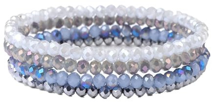 GUSXPPD Damen Kristall Perlen Armband, Mehrschichtiges Steine Armband, Boho Modeschmuck Armbänder Damen, Mehrschichtige Kristall Stein Perlen Armbänder für Frauen Mädchen (Bunt 6)