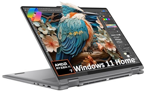 Lenovo Yoga 7 7i - Portatile 2 in 1 (display touch FHD+ da 16 pollici, AMD Ryzen 7 8840HS (Beat i7-1355U), 16 GB di RAM, SSD da 1 TB, pennino di precisione IST), PC AI, retroilluminato, impronta