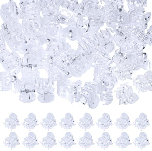 CHGCRAFT 80 Stück Transparente Pflanzenklammern Orchideen Klammern Klammern für Pflanzen Plastik Pflanzenklammer für die Unterstützung von Stämmen Reben Stiele Garten drinnen im Freien, 15,5×14 mm