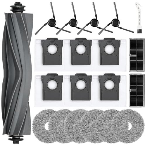 20 Stück Zubehör für Dreame X40 Ultra Complete / L40 Ultra / X40 Master/Mova P50 Pro Ultra Saugroboter, 1 Hauptbürste, 6 Staubbeutel, 6 Wischtücher, 2 Filter, 4 Seitenbürsten, 1 Reinigungsbürste