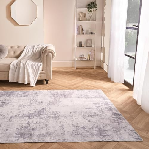 OHS Rugs Living Room Large 160x230, Soft Comfy Stylish Abstract Rugs for Bedroom Home Lounge Decorations Washable Rugs Non Slip Area Rug Low Pile Floor Carpet, Charcoal Grey