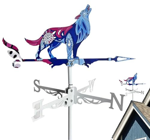 YNPQTDS 65 X 36 cm Wetterhahn Mit Windrad Wetterfahne Hahn Metall Hahn Auf Windrad Bunt Windrichtungsanzeiger Das Lange Hält Für Garten Terrasse Dach Ornament