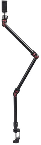Akozon 360° 3 Section Articulating Arm: Detachable Overhead Camera Mount Desk Stand with 1/4inch, 3/8inch, 5/8inch Screw & C Clamp, Aluminum