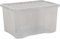Wham Crystal Plastic Storage Boxes With Lids Home Office Stackable Nestable Container Box, 60L Easy fit Underbed Protective Storage Box, 60 x 40 x 33 cm - Tint Grey (Set of 5)