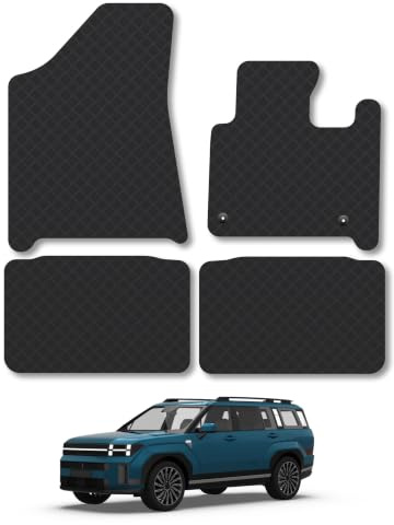 Hyundai Santa Fe (2024+) [Hybrid, 5 Seat] 3mm Rubber Car Mats | Tailored Fit Durable Floor Mats Full Coverage Protection Waterproof Accessories Easy Clean Anti Slip Made in the UK