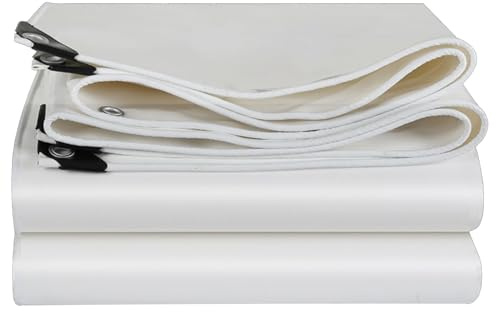 Lona impermeable blanca resistente de 4 x 6 m con ojales, lona multiusos para piscinas, caravanas, camping y uso al aire libre