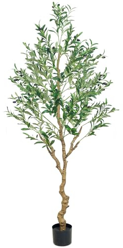Albero di ulivo artificiale realistico, 1,8 m, per interni, con rami flessibili, nessuna manutenzione, piante finte per soggiorno, ufficio, ingresso