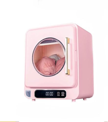 Mini sèche-linge électrique, 120 W, compact et à évacuation, avec écran LCD, bac de récupération d'eau indépendant et fenêtre de visualisation, idéal for la maison(Pink)