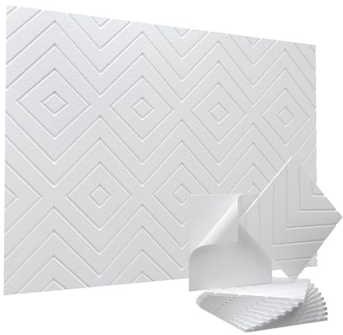 Vieshful Selbstklebende Akustikpaneele 10 Stück 30x30x1cm Weiß | Hochdichte Schallschutzplatten, Schallabsorber Wandpaneele, Für Wand Decke Studio Homeoffice Schlafzimmer