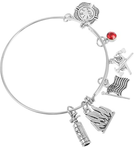 Holibanna Feuerwehr Armband Verstellbar aus Edelstahl mit Feuerwehraxt Anhänger Schmuck für Feuerwehrmütter Töchter und Ehefrauen Symbolisches Geschenk für Feuerwehrfamilien