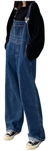 Latzhose Damen Jeans, Blaue Latzhose Damen, Jeans Arbeitslatzhose Jeanslatzhose Jeanslatzhose Jumpsuit Gartenhose Blaue Blau Elegant Garten Arbeits Baggy Wide Leg Verstellbare Träger