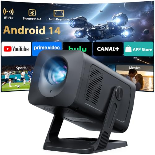 Videoprojecteur【App Intégrée & Auto Keystone】 Android 14, Retroprojecteur