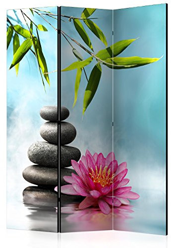 RAUMTEILER/PARAVENT B&D XXL Raumteiler Spa Zen Foto Paravent 135x172 cm beidseitig auf Vlies-Leinwand Bedruckt Trennwand Spanische Wand Sichtschutz Raumtrenner Home Office blau grün grau Rose
