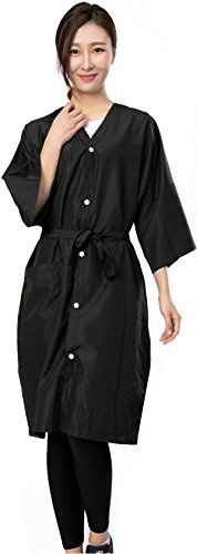 PERFEHAIR Salon Kundengewand, Kimono Friseur Kleid mit Tasche auf der Vorderseite, Friseurumhang mit 5 Schnappverschlüssen, 104cm lang, 207g
