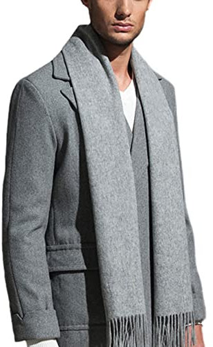Naxdawon 100% Pure Kaschmir Schal leichte Soft klassische Kaschmir Schal Tücher Tassel für Frauen und Männer 63 * 11.8inches (Grau)