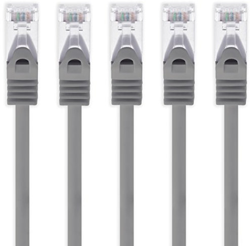 1aTTack.de 10m - grau - 5 Stück Cat7 Netzwerkkabel SFTP Patchkabel Lankabel Rohkabel 10GB/s - 500 Mhz konfektioniert mit 2 RJ45 Stecker Cat 6a