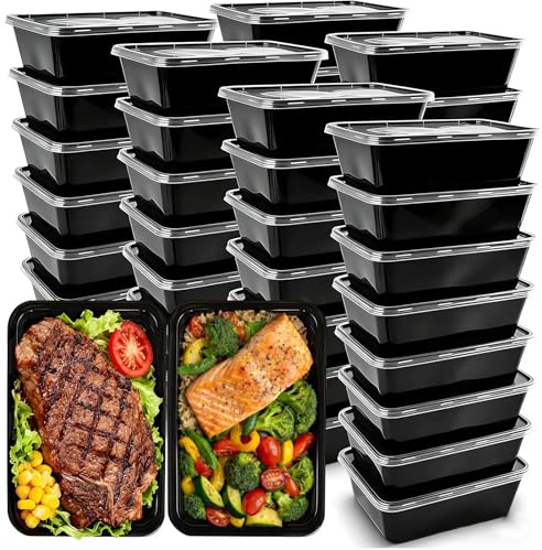 IUMÉ 50-Pack Meal Prep Container, 750ML/ 26 OZ Microwavable Food Containers with Lids for Meal Prepping ,Disposable Plastic Bento Boxes BPA Free Lunch Boxes- Stackable, Reusable Dishwasher Safe